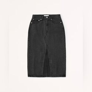 Abercrombie & Fitch Black Denim Midi Skirt